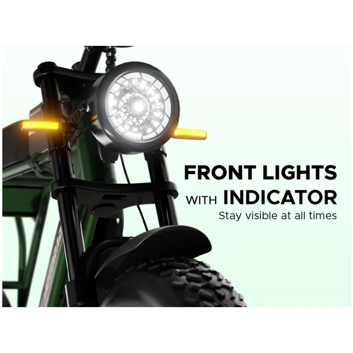 EMotorad Ranger green electric bike front light with indicator