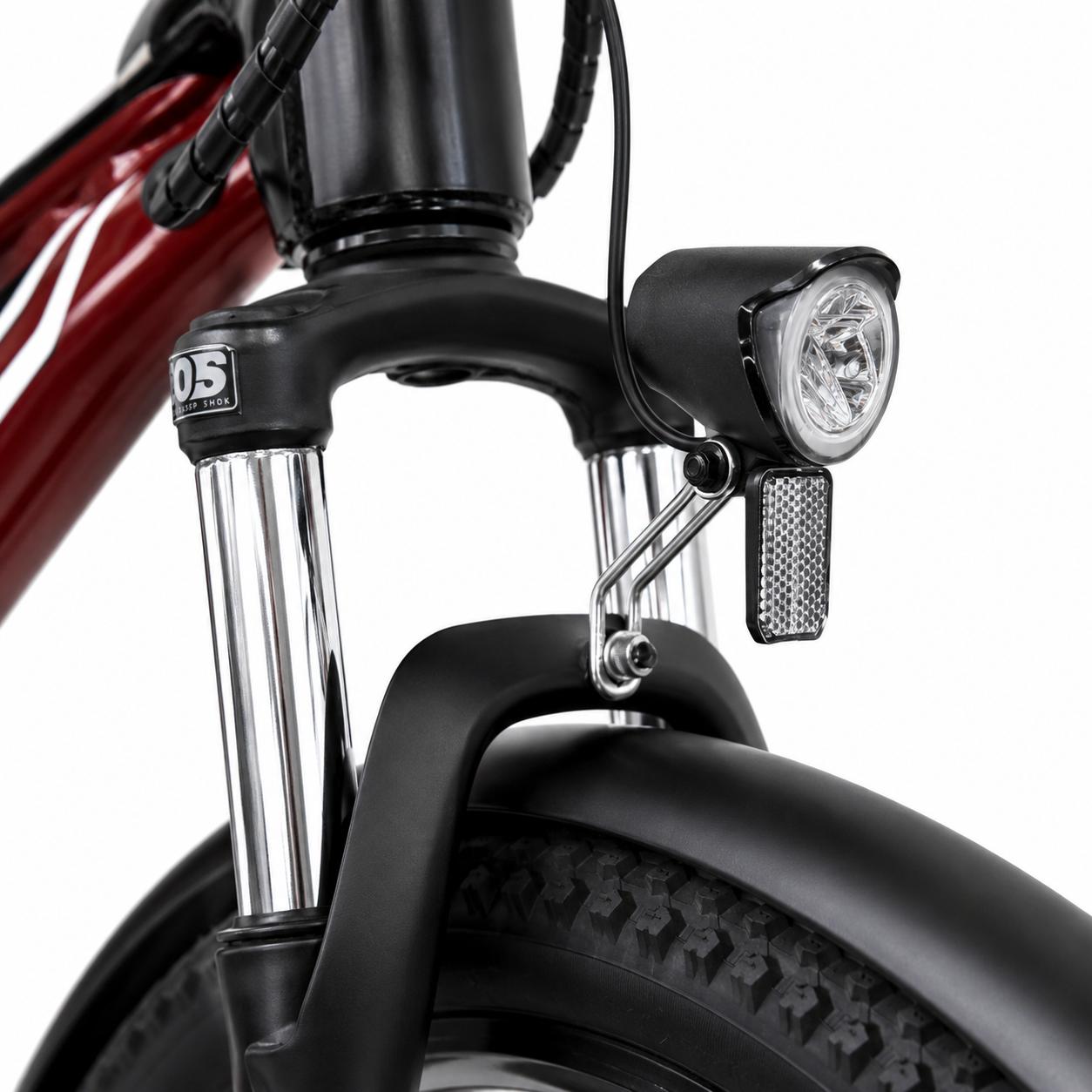 EMotorad Ray LED Headlight Mounted on Electric Bicycle Front Fork