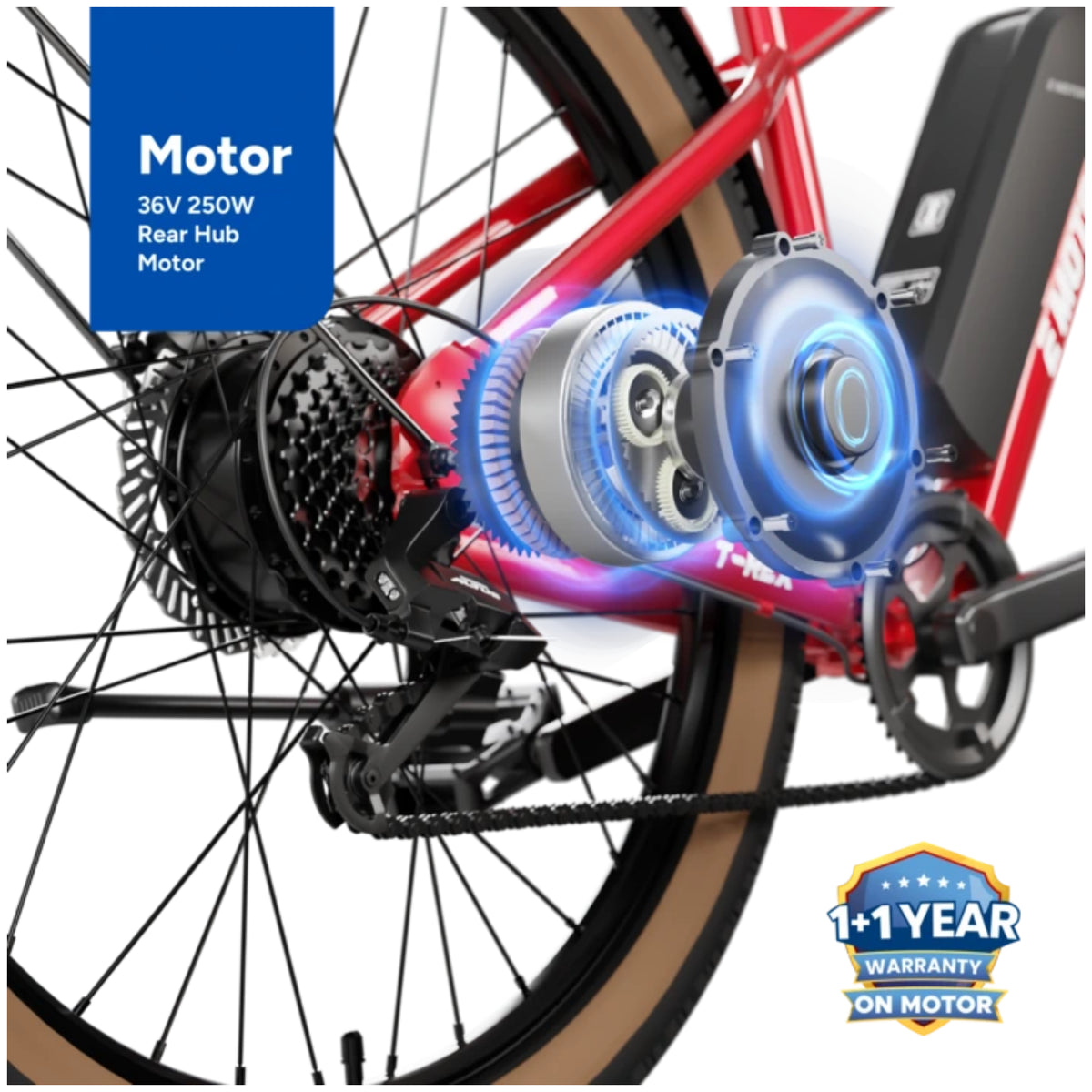 EMotorad T-Rex Air red electric cycle 250W rear hub motor