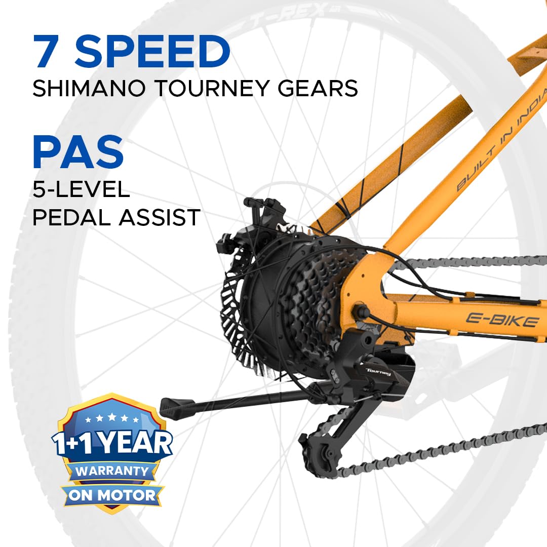 Shimano 7 speed gear system close up on EMotorad T Rex Air electric cycle