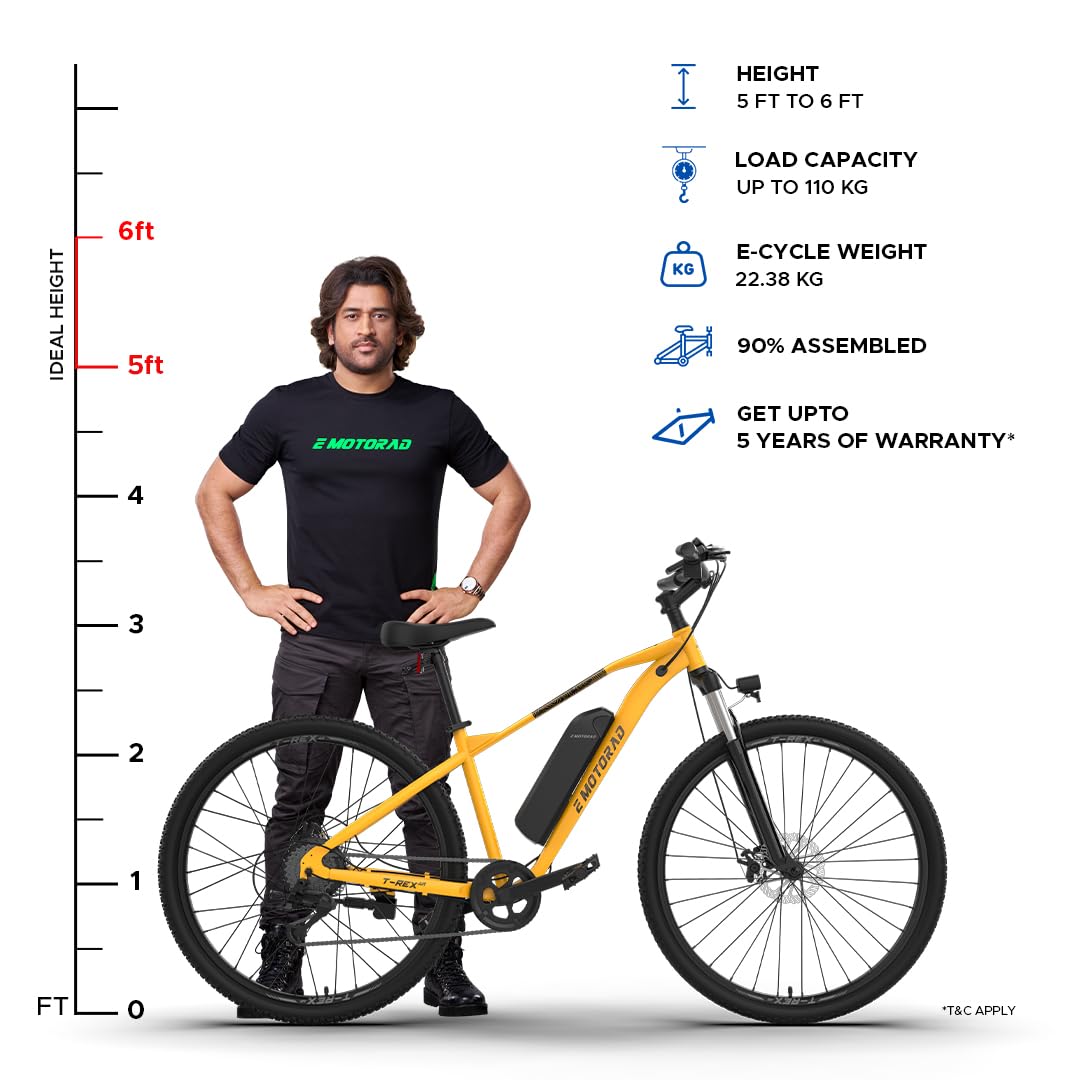 EMotorad T Rex Air electric cycle size chart ideal rider height guide