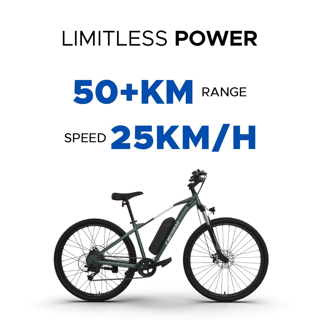 E Motorad T-Rex+ E-Cycle Forest Fury – 50+ KM Range, 25 KM/H Top Speed, Limitless Power Display

