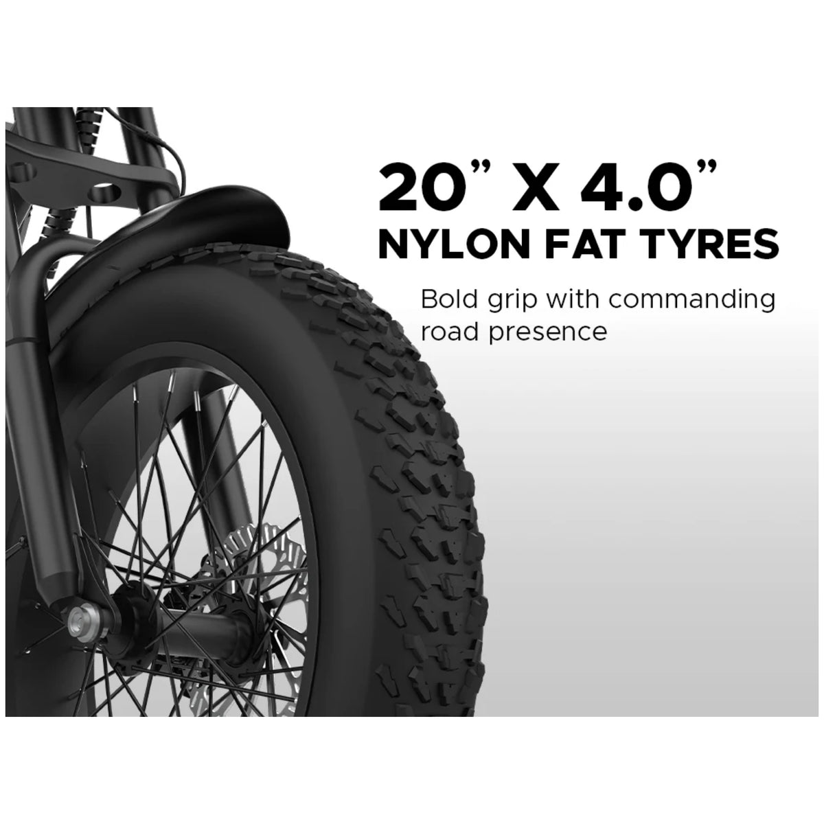 EMotorad Viper 20 x 4.0 nylon fat tyre with bold tread pattern