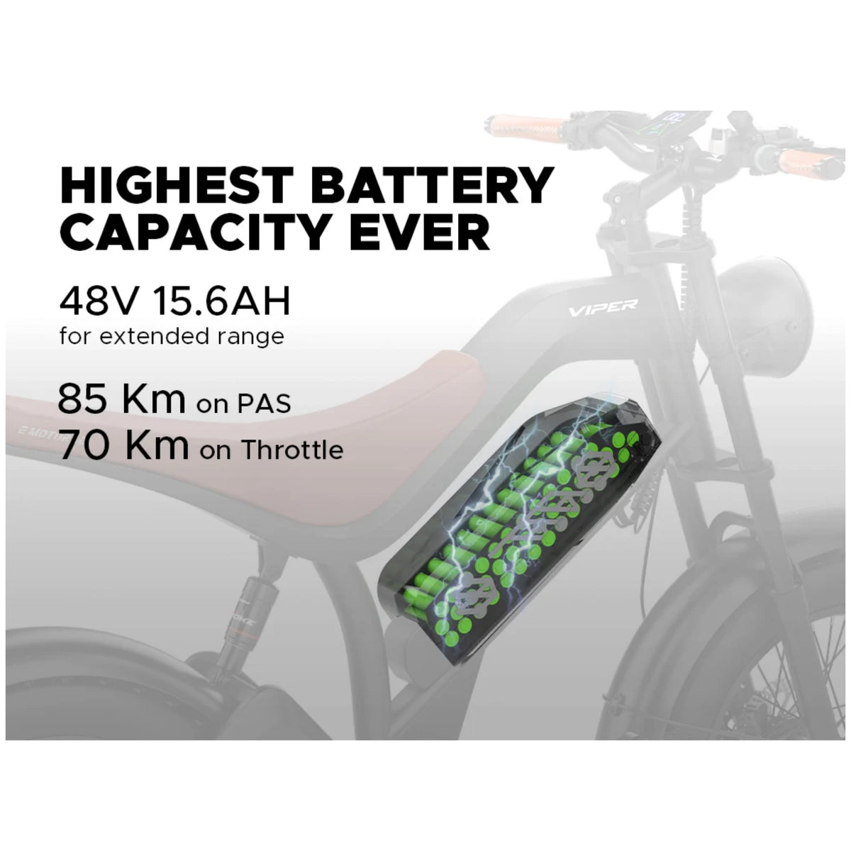 EMotorad Viper 48V 15.6Ah battery with extended riding range