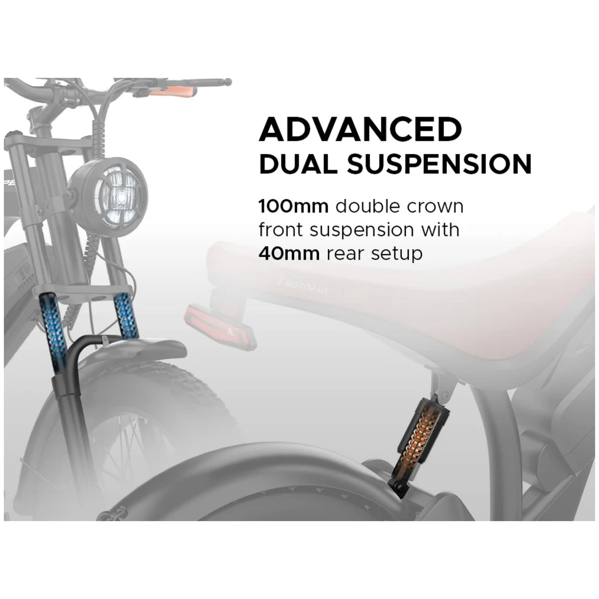 EMotorad Viper advanced dual suspension with front and rear setup