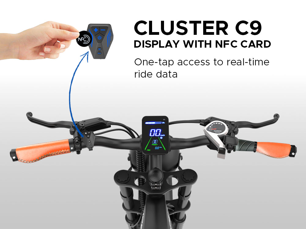 EMotorad Viper Cluster C9 smart display with NFC card access and ride data monitoring
