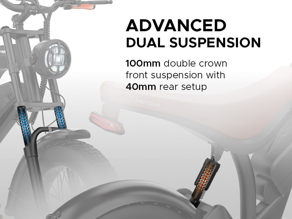 EMotorad Viper electric fat bike with advanced dual suspension and double crown fork