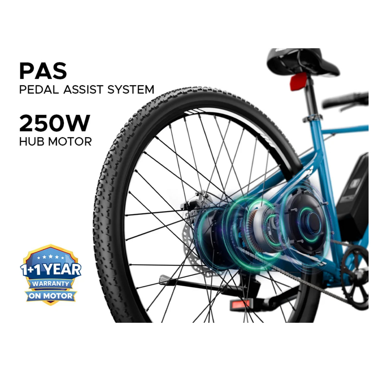 EMotorad X1 27.5T blue electric cycle 250W hub motor