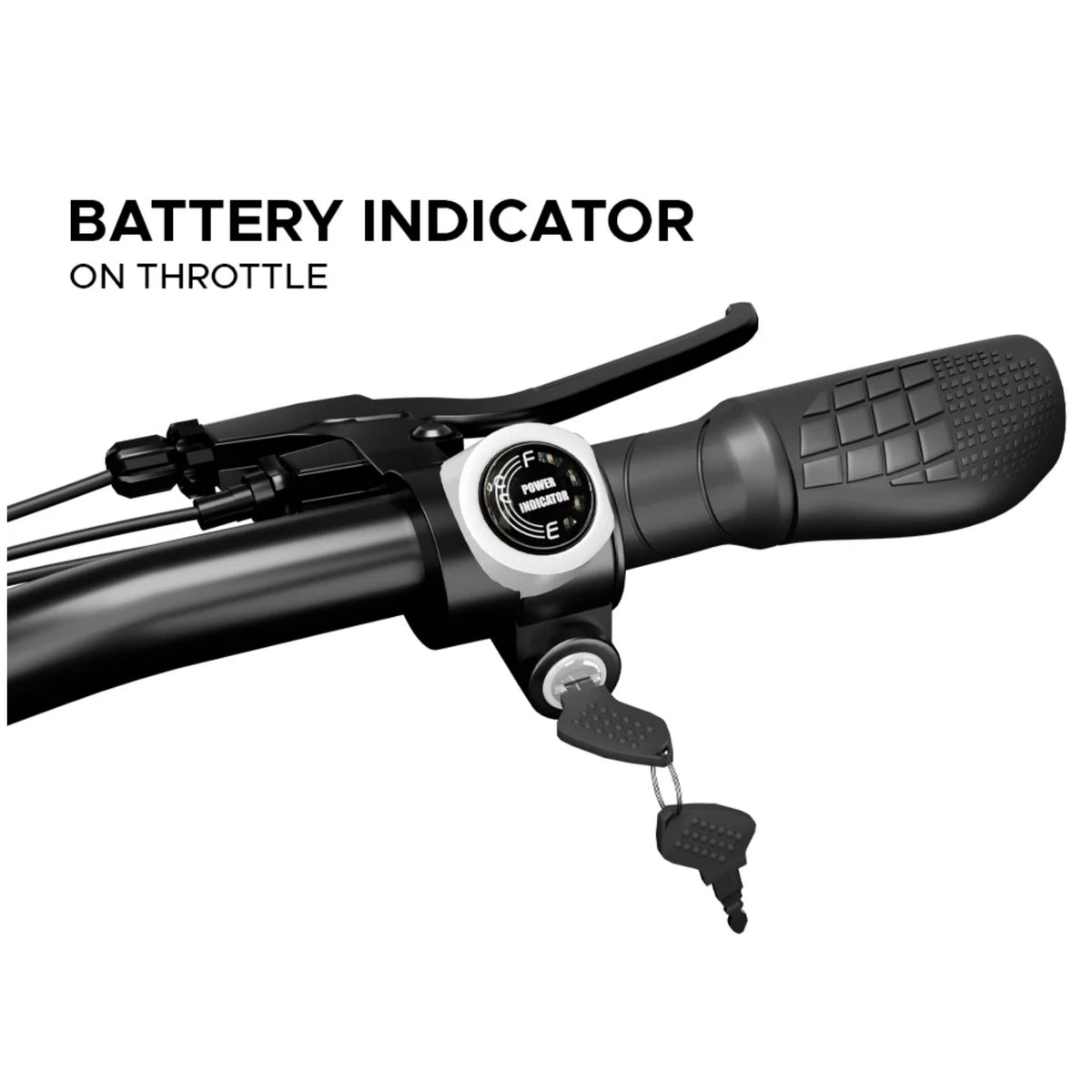 EMotorad X1 27.5T blue electric cycle battery indicator on throttle