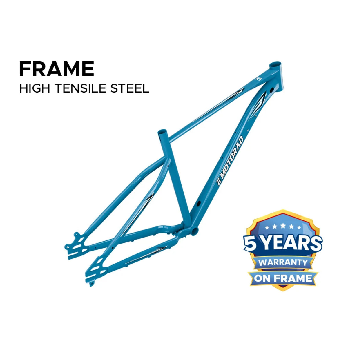 EMotorad X1 27.5T blue electric cycle high tensile steel frame