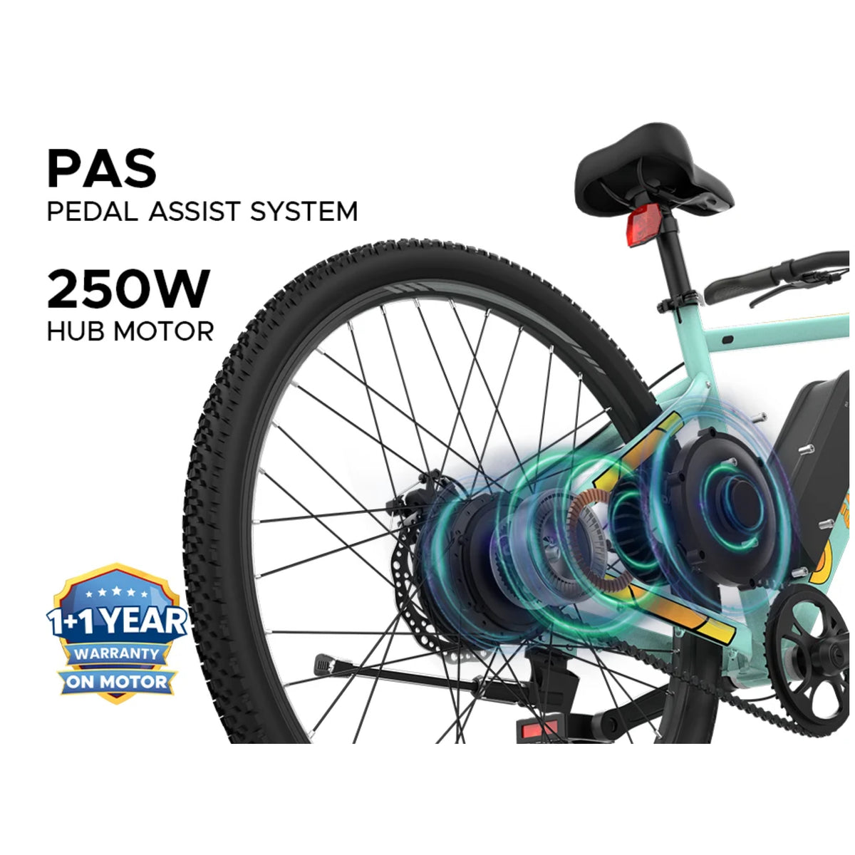 EMotorad X1 27.5T green electric cycle 250W hub motor