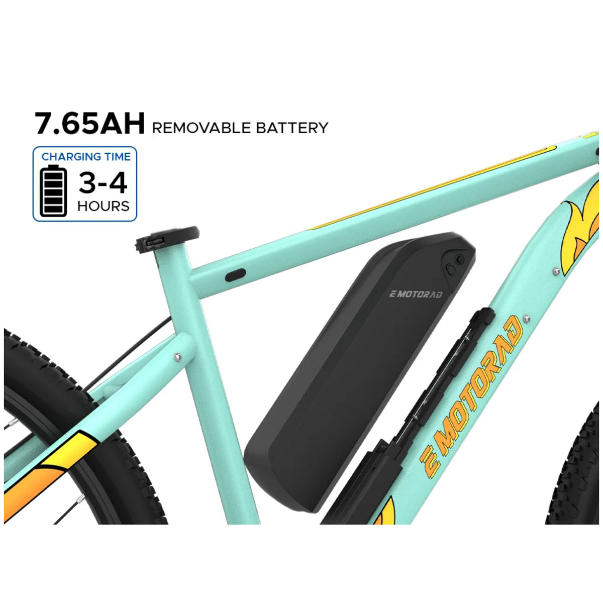 EMotorad X1 27.5T green electric cycle 7.65Ah removable battery
