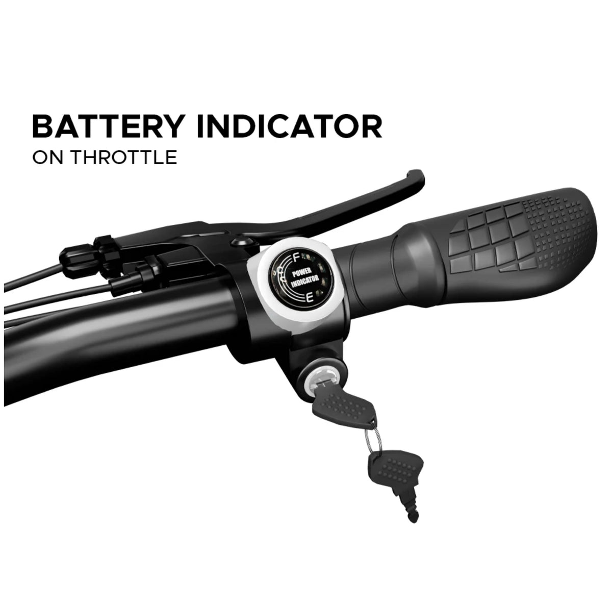 EMotorad X1 27.5T green electric cycle battery indicator on throttle