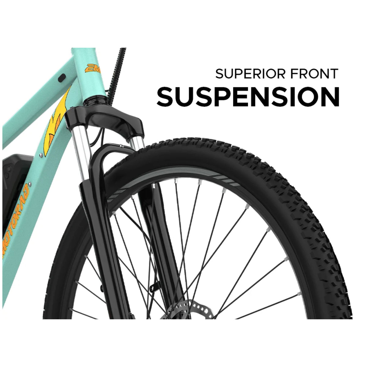 EMotorad X1 27.5T green electric cycle front suspension fork