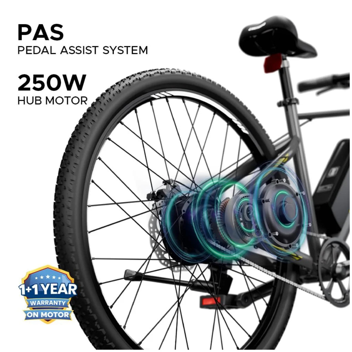 EMotorad X1 27.5T Phantom Grey electric cycle 250W rear hub motor