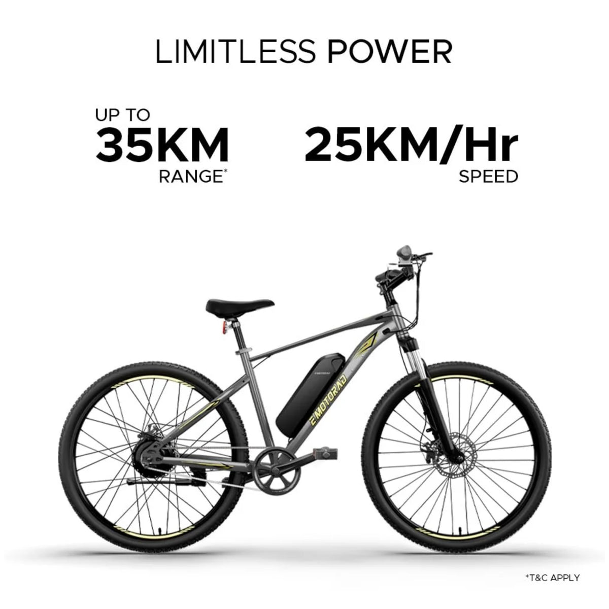 EMotorad X1 27.5T Phantom Grey electric cycle with 35 km range and 25 km/h speed