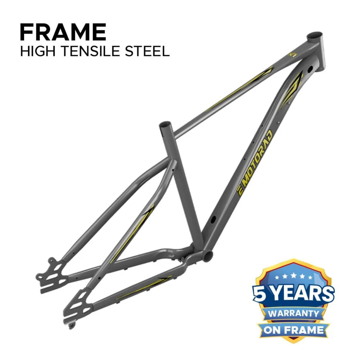 EMotorad X1 27.5T Phantom Grey electric cycle high tensile steel frame
