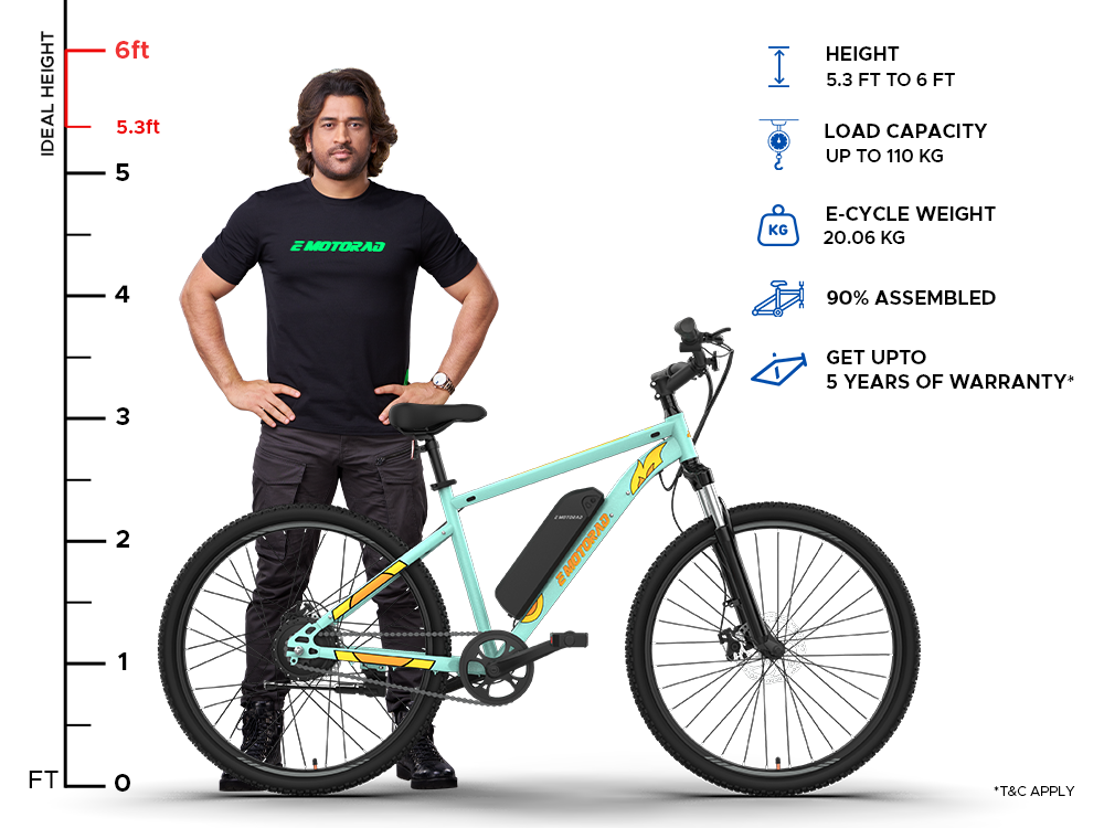 EMotorad X1 green size chart rider height guide