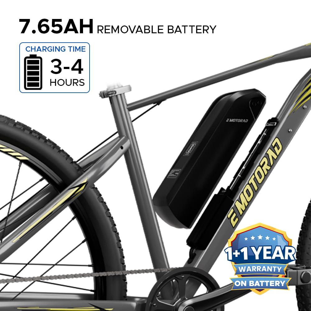 EMotorad X1 phantom grey electric cycle 7.65Ah removable lithium battery close up