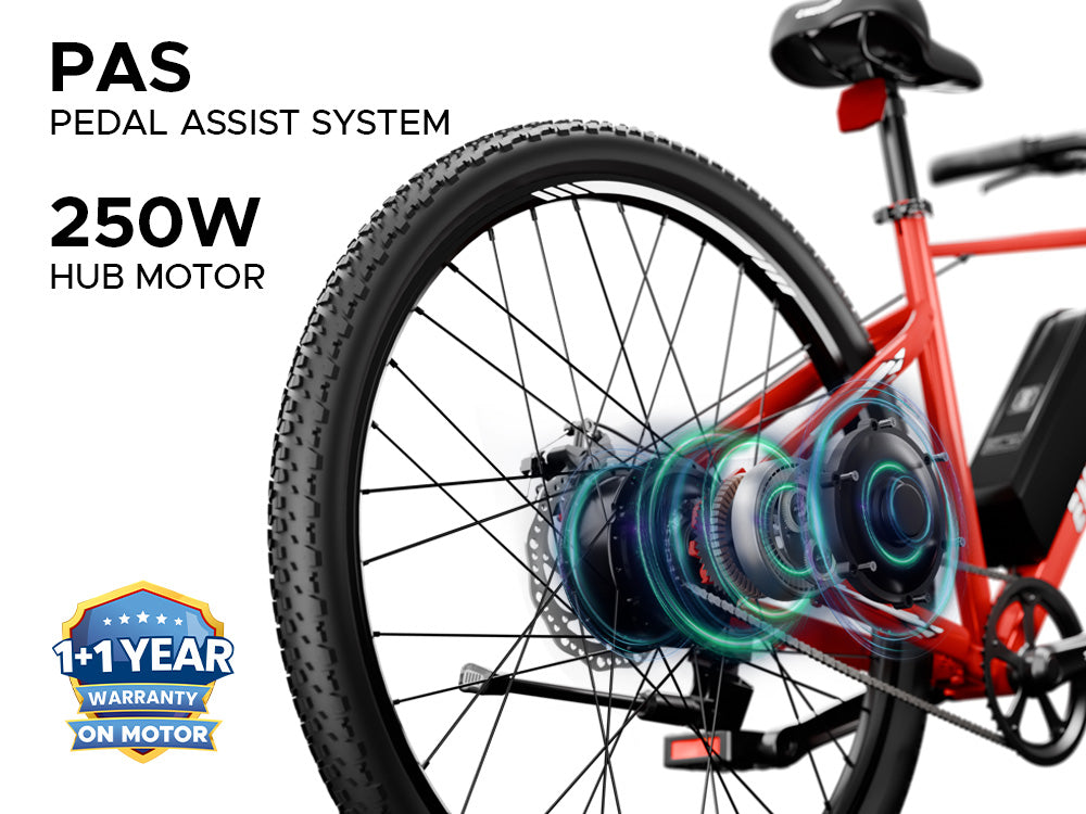 EMotorad X1 red 250W motor pedal assist system
