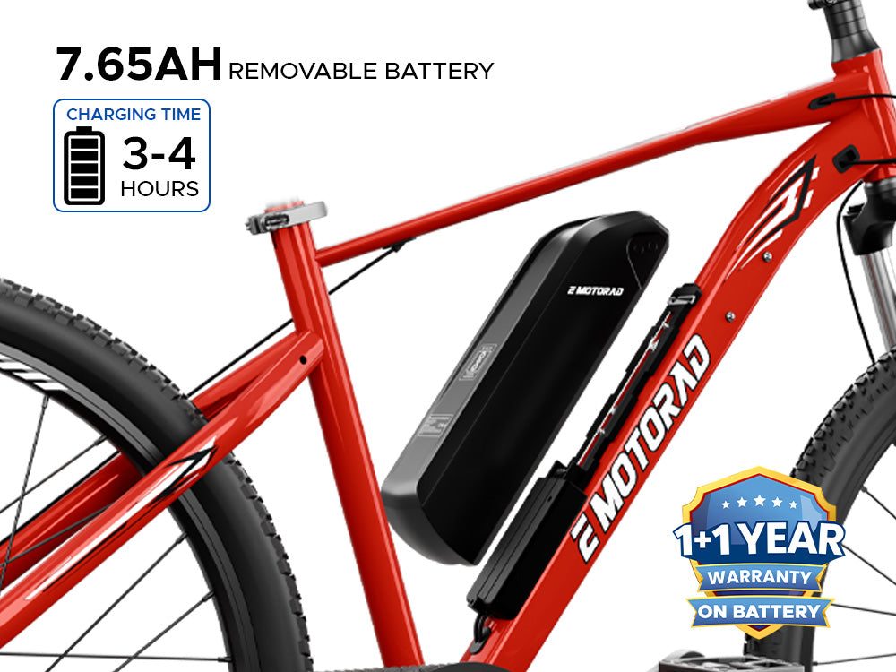 EMotorad X1 red lithium battery 7.65Ah electric cycle