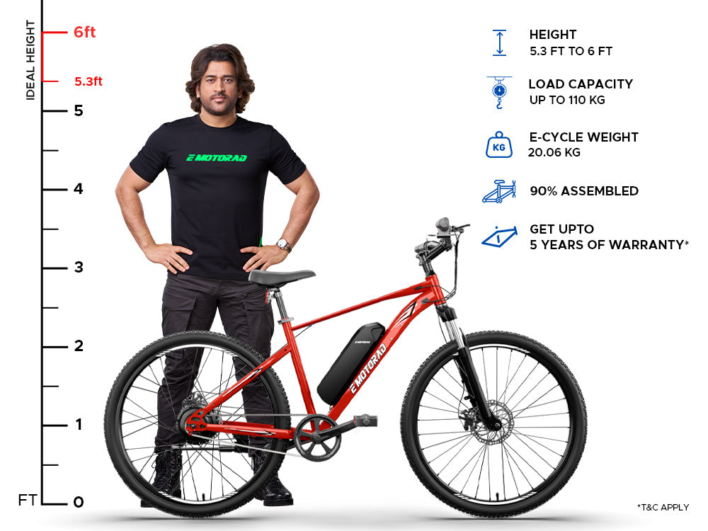 EMotorad X1 red cycle size chart height guide