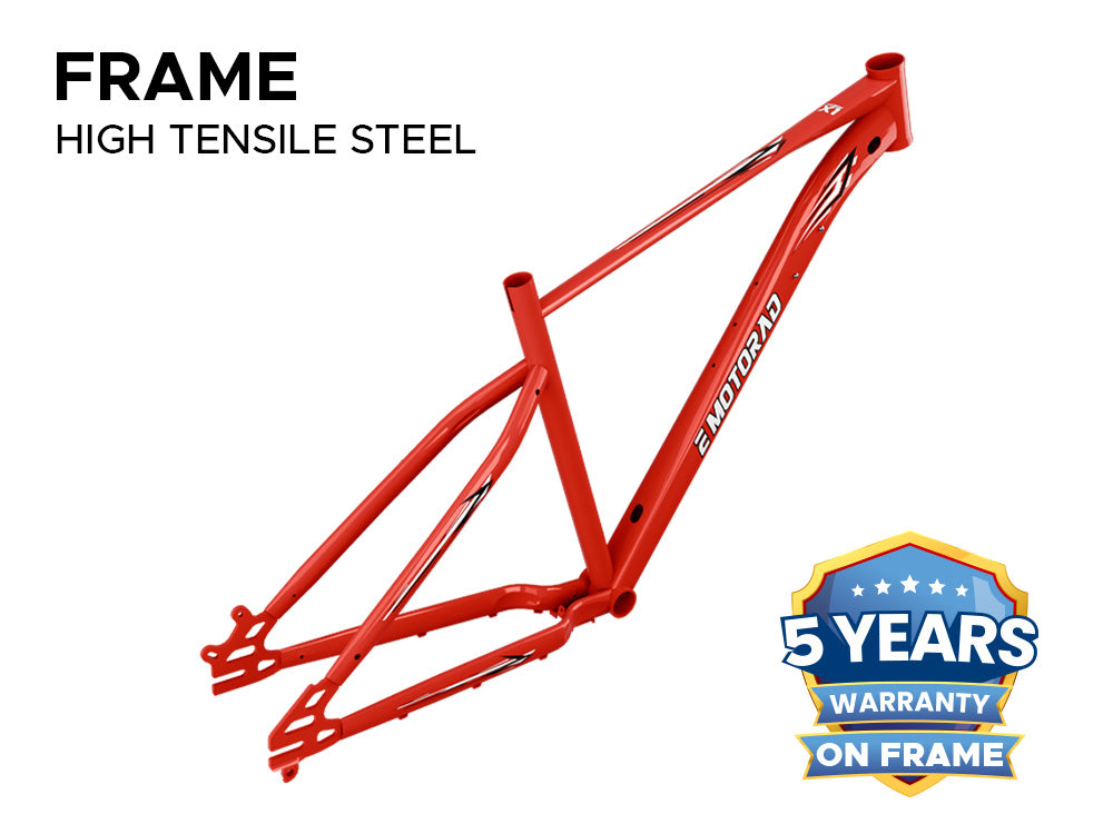 EMotorad X1 red high tensile steel frame electric cycle