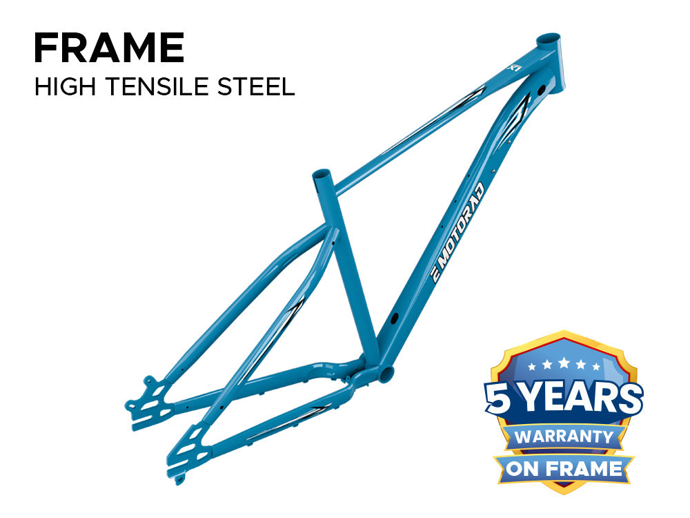 EMotorad X1 high tensile steel frame electric cycle durable build