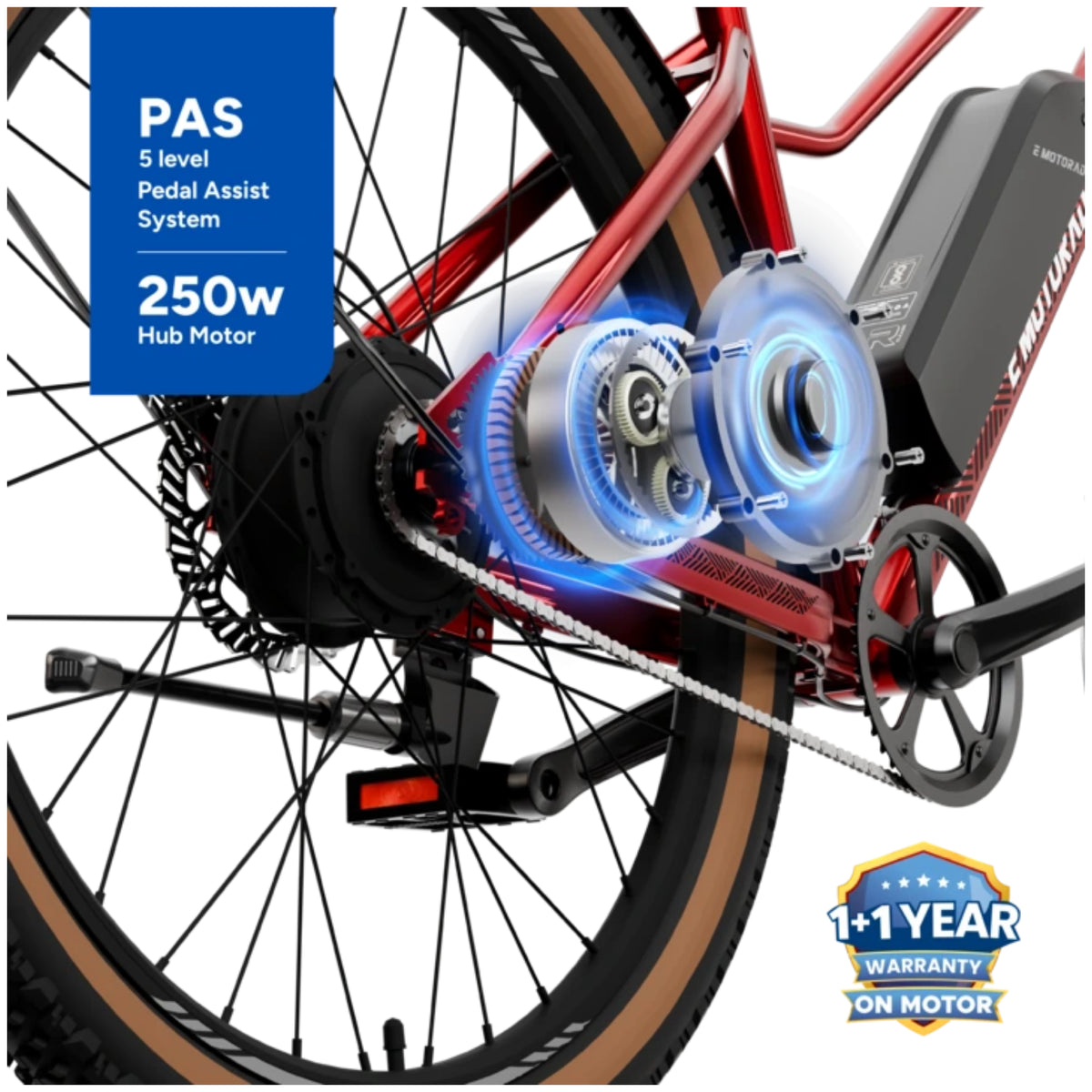 EMotorad X2 2026 new 27.5T red electric cycle 250W rear hub motor
