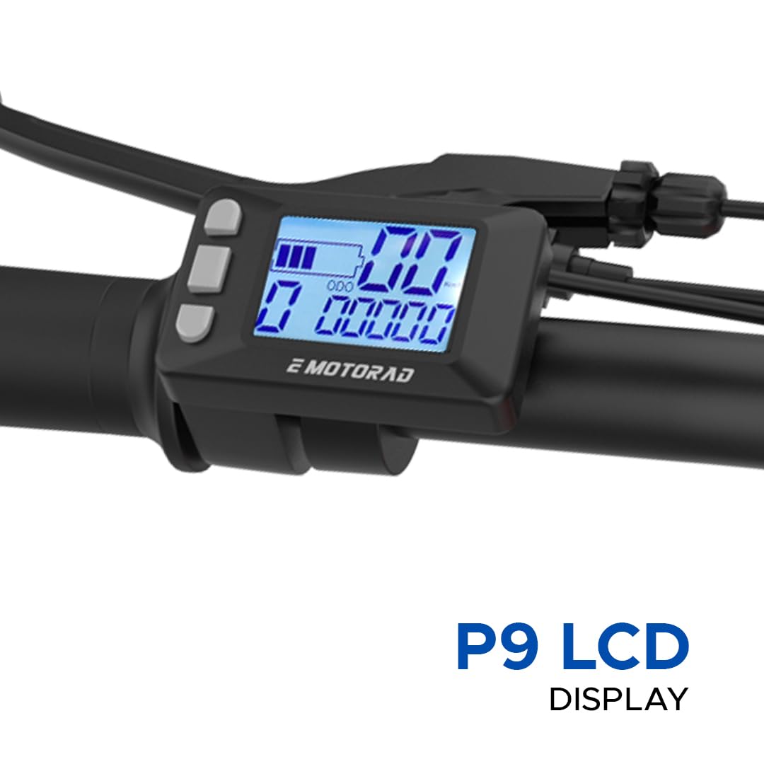 EMotorad X2 Furious Red 27.5 P9 LCD Display Showing Ride Information