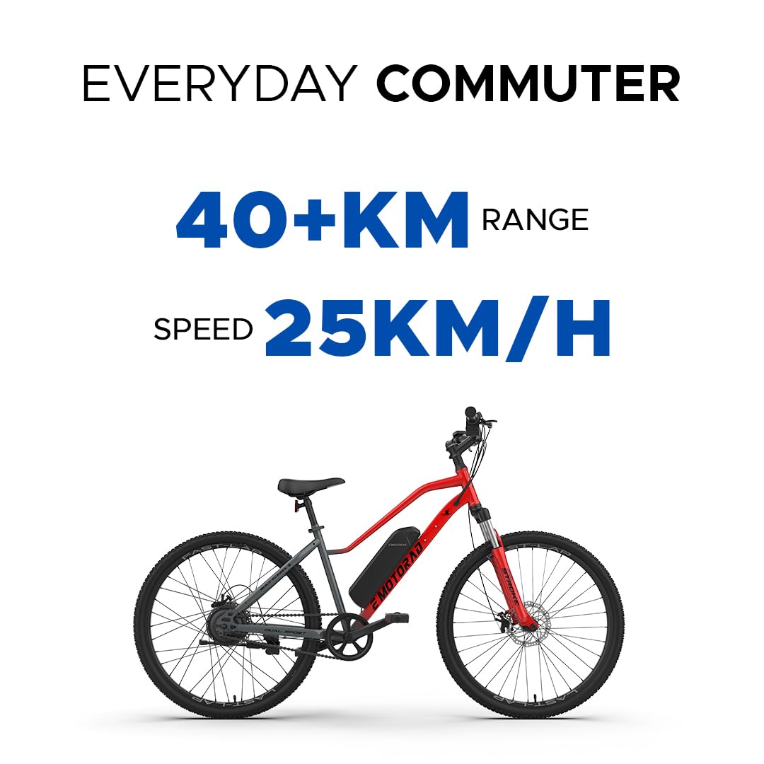 EMotorad X2 Furious Red 27.5 Electric Cycle with Up to 40 KM Range and 25 KMH Speed
