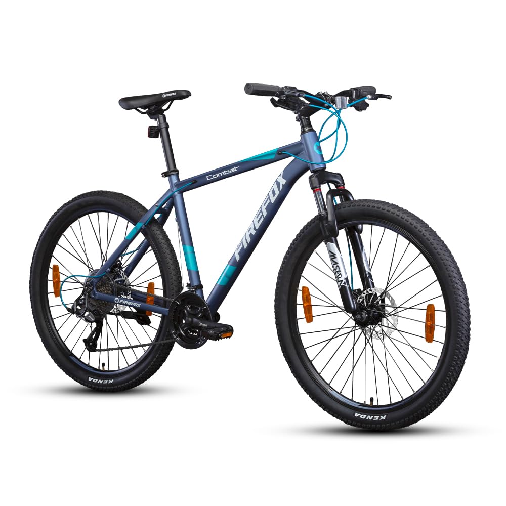 Firefox Combat 27.5T 24 Speed mountain bicycle in Grey with alloy frame, Zoom suspension and mechanical disc brakes