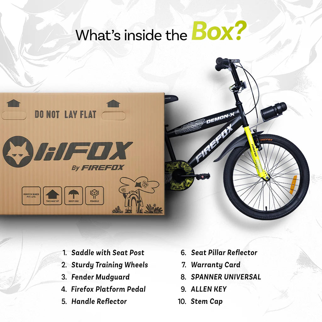 Firefox Demon X Black Kids Bicycle Package Contents and Accessories Included