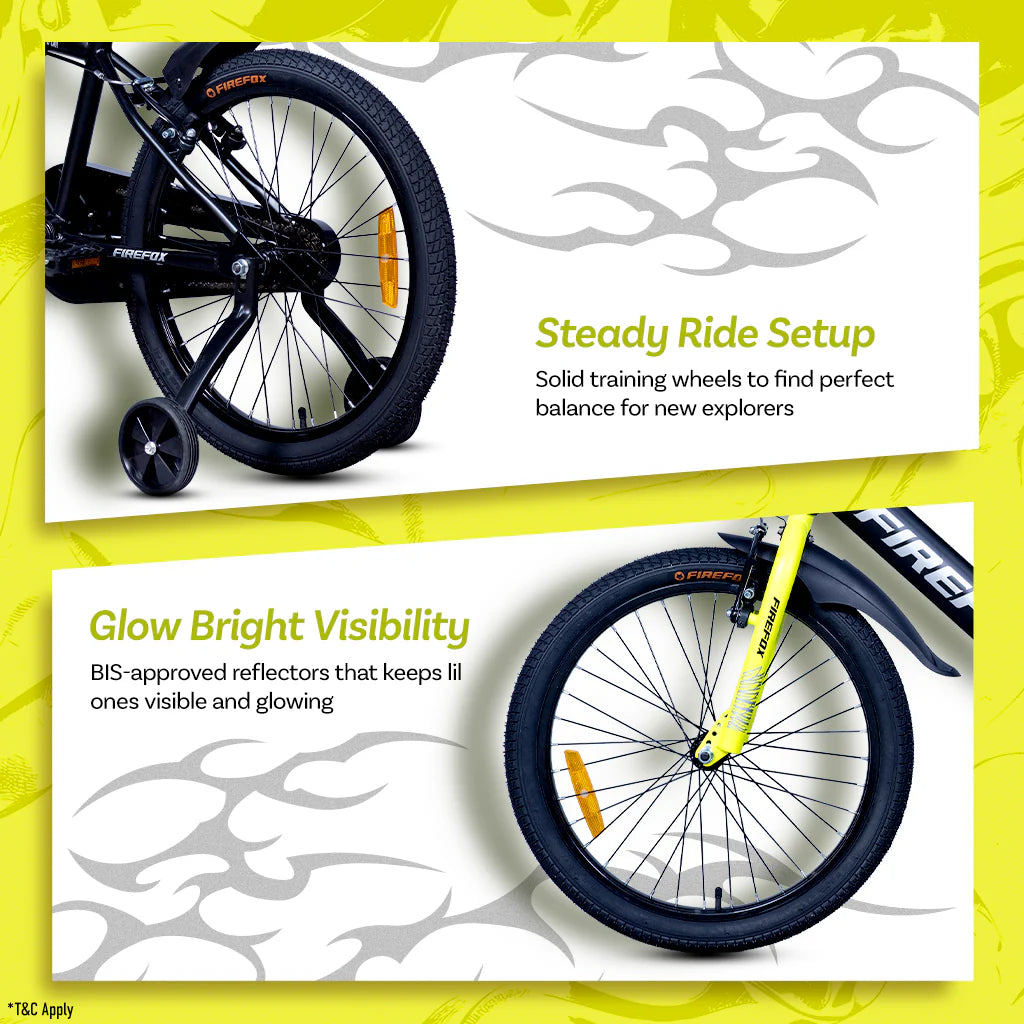 Firefox Demon X Black Kids Bicycle Features Including Rear Wheel and Reflector
