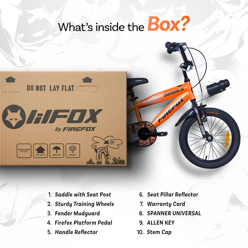Firefox Demon X Kids Bicycle Package Contents and Accessories Included
