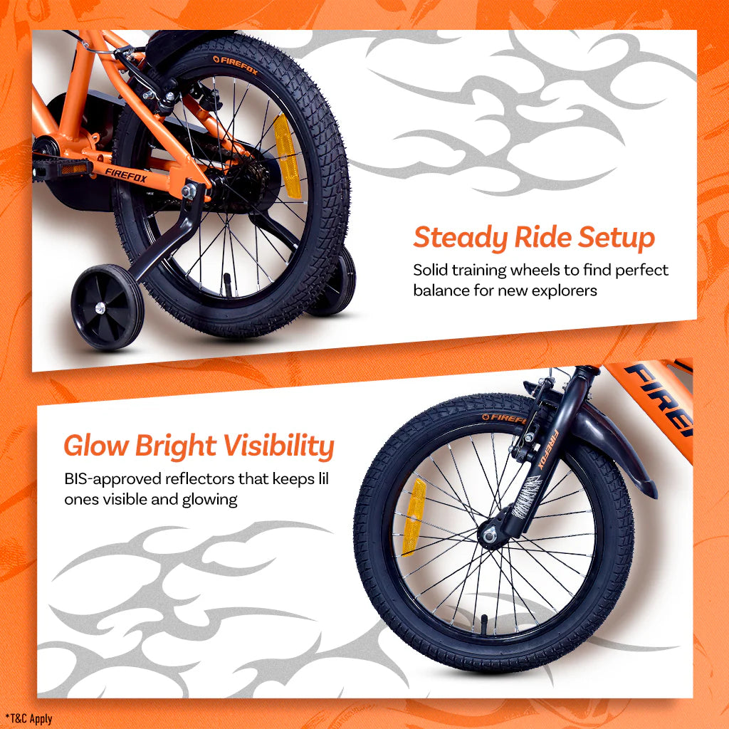 Firefox Demon X Kids Bicycle Features Including Rear Wheel, Reflector and Training Wheels
