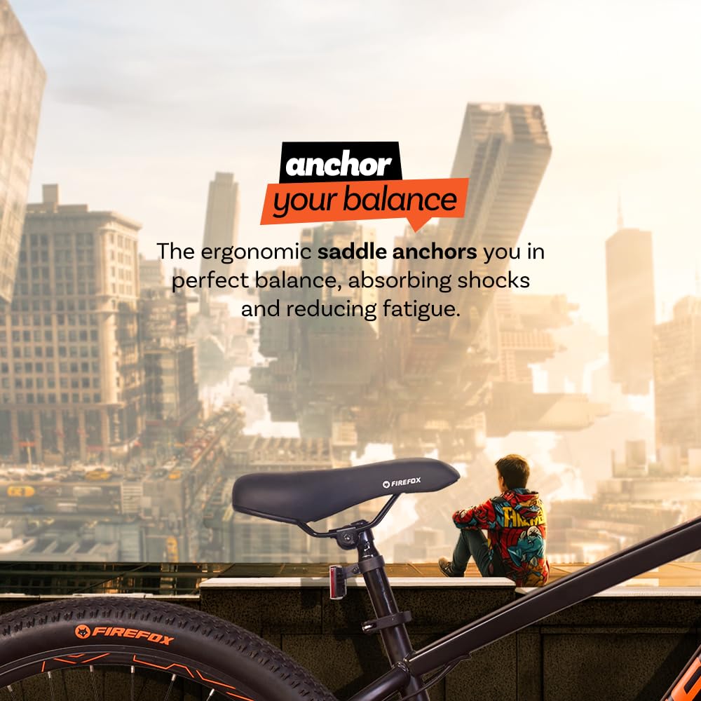 Firefox Dominator mountain bike saddle comfort lifestyle urban riding matt black frame view