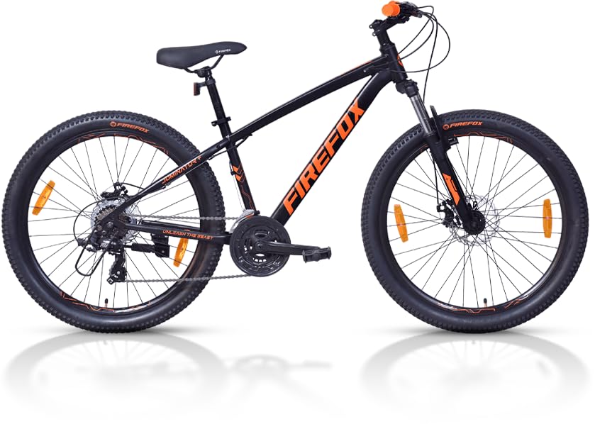 Firefox Dominator Plus 26T 21 speed mountain bike matt black full side view gear cycle