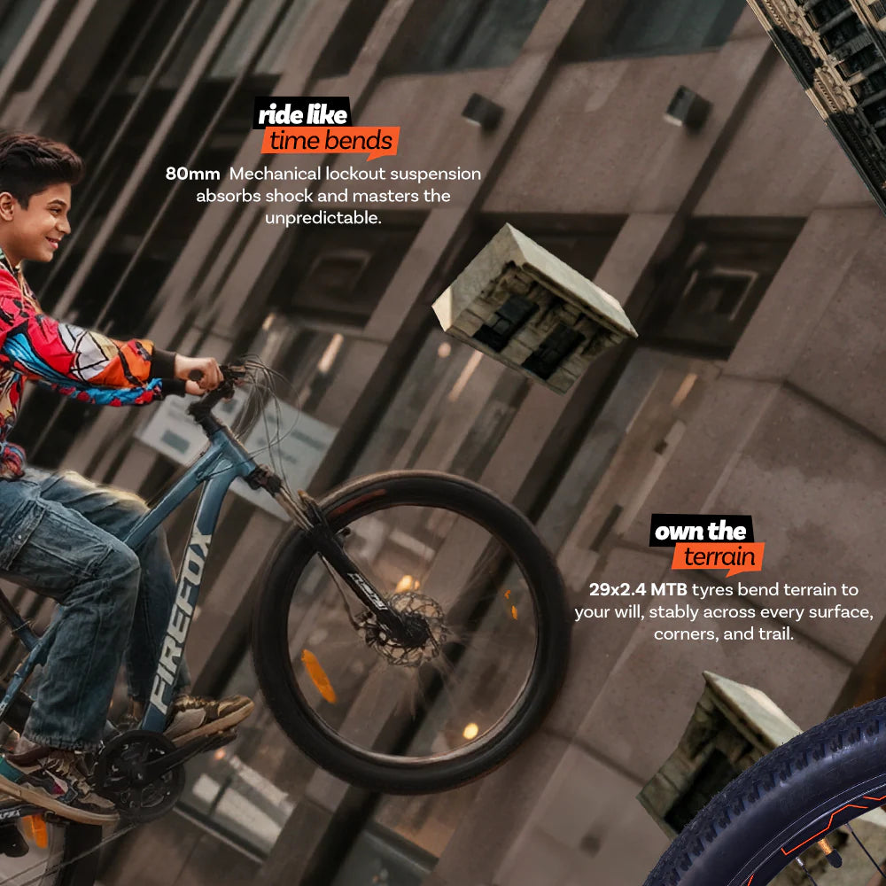 Firefox Dominator MTB cycle riding on road performance image