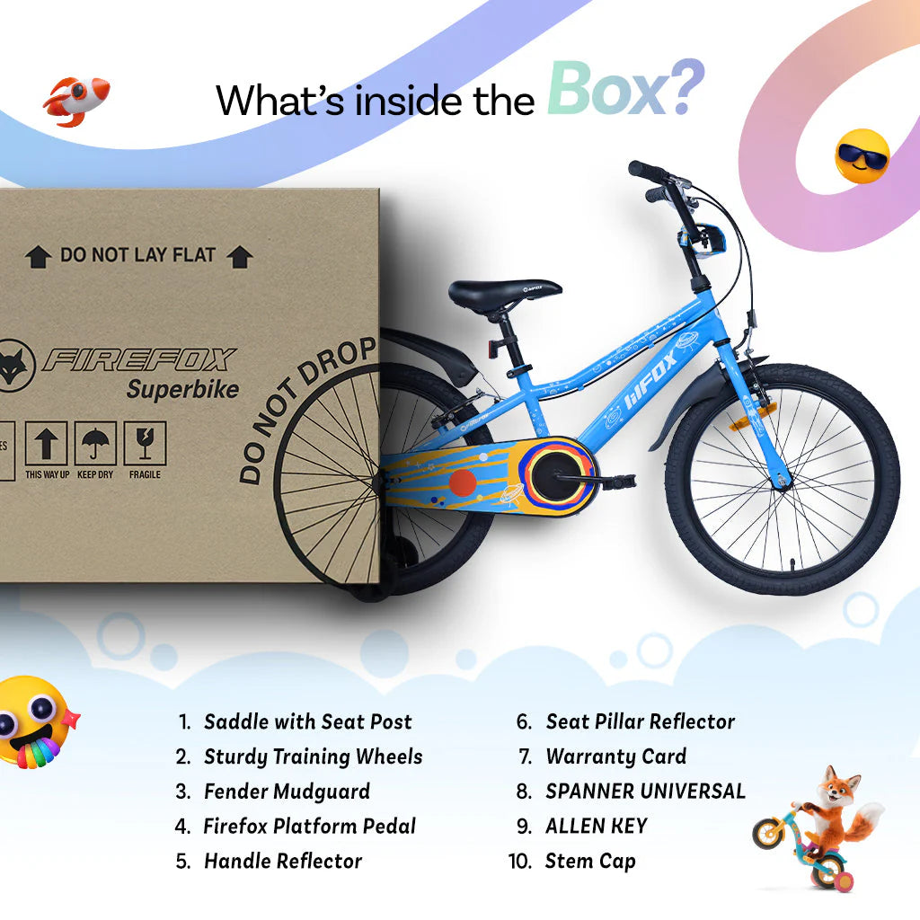Firefox Dreamer Blue Kids Bicycle Package Contents and Accessories
