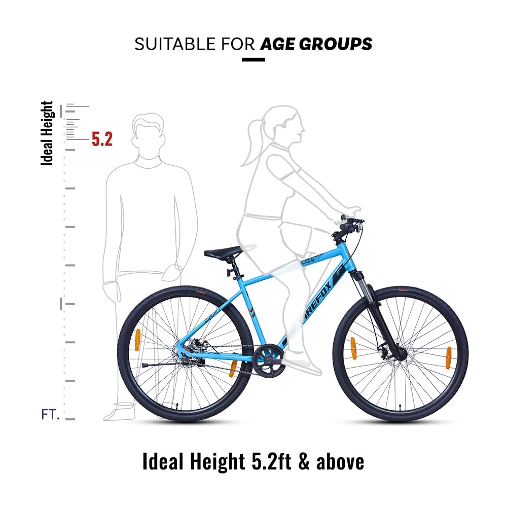 Firefox Drift 700C Hybrid Bicycle Rider Height Guide 5.2ft and Above
