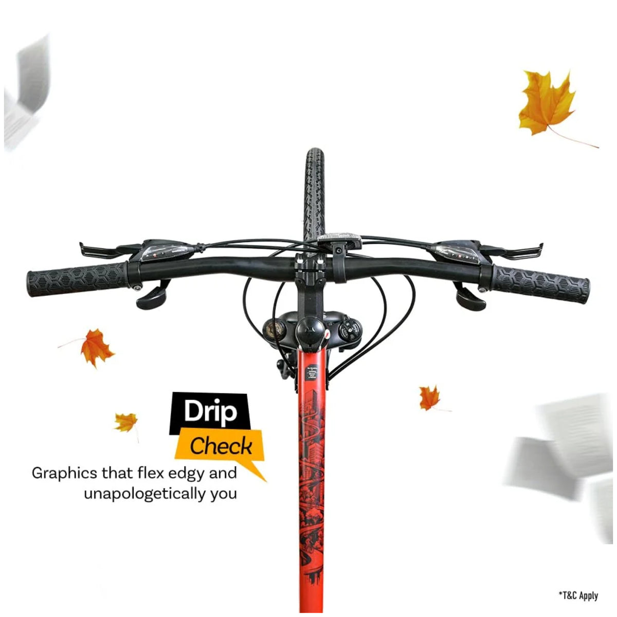 Firefox Drift Plus 700C red bicycle handlebar and front control detail