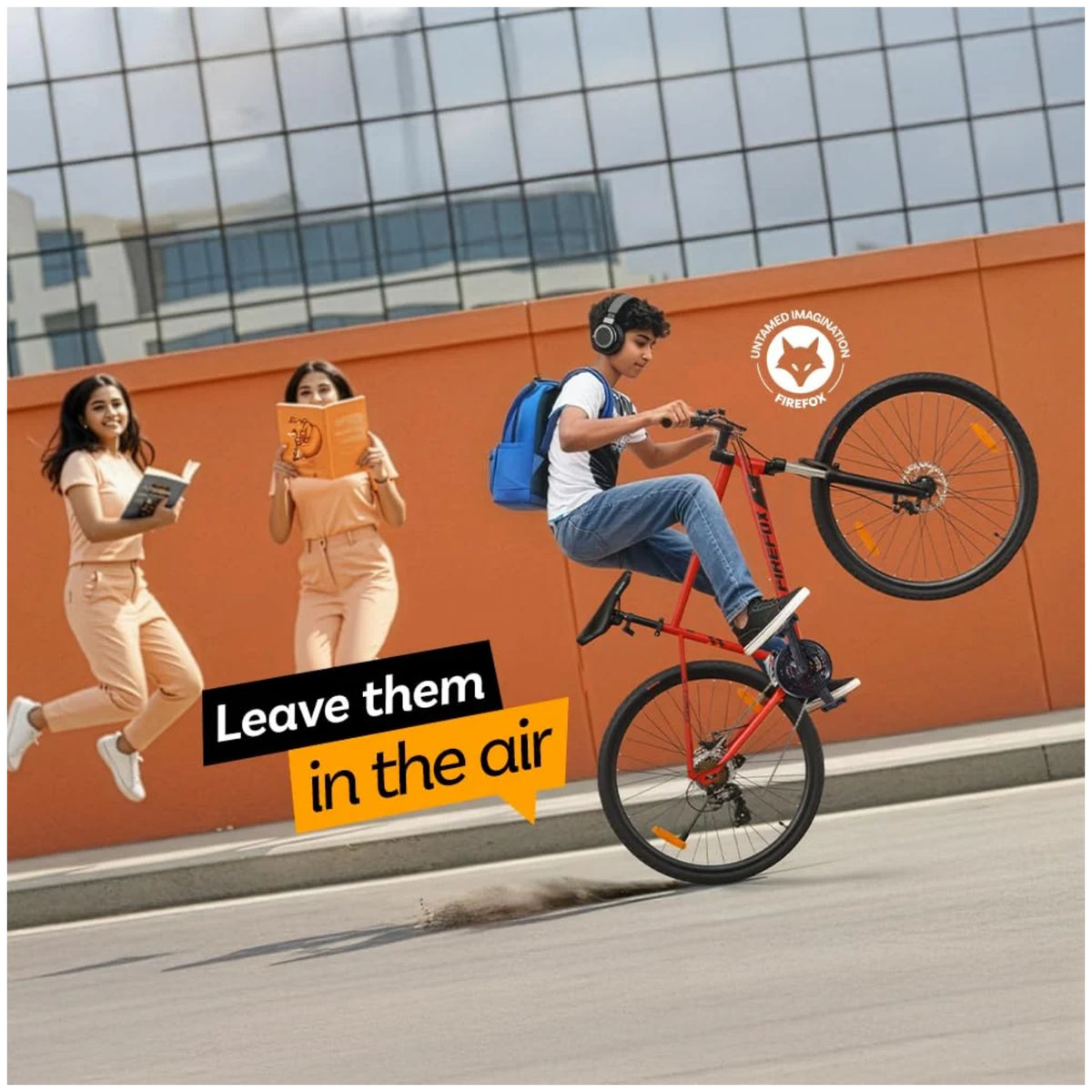 Firefox Drift Plus 700C red hybrid bicycle lifestyle riding scene