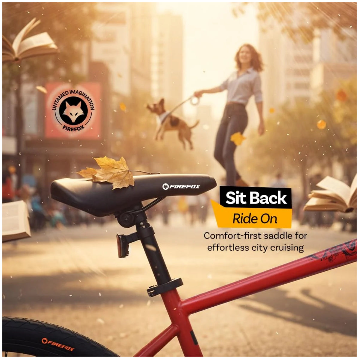 Firefox Drift Plus 700C red hybrid bicycle comfortable saddle detail
