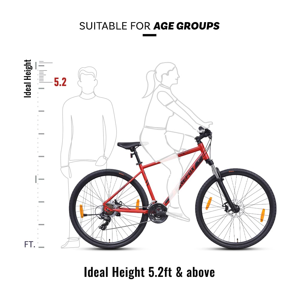 Firefox Drift Plus 700C Hybrid Bicycle Rider Height Guide 5.2ft and Above