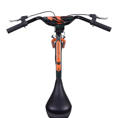 Front view of the FIREFOX Flytron 20T kids cycle showing the handlebar and stem with branding and brake levers.

