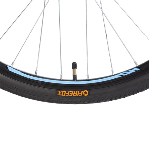 Close-up of the FIREFOX Road Runner Pro D Plus 700C bicycle tyre with visible valve and branding on the black rubber.
