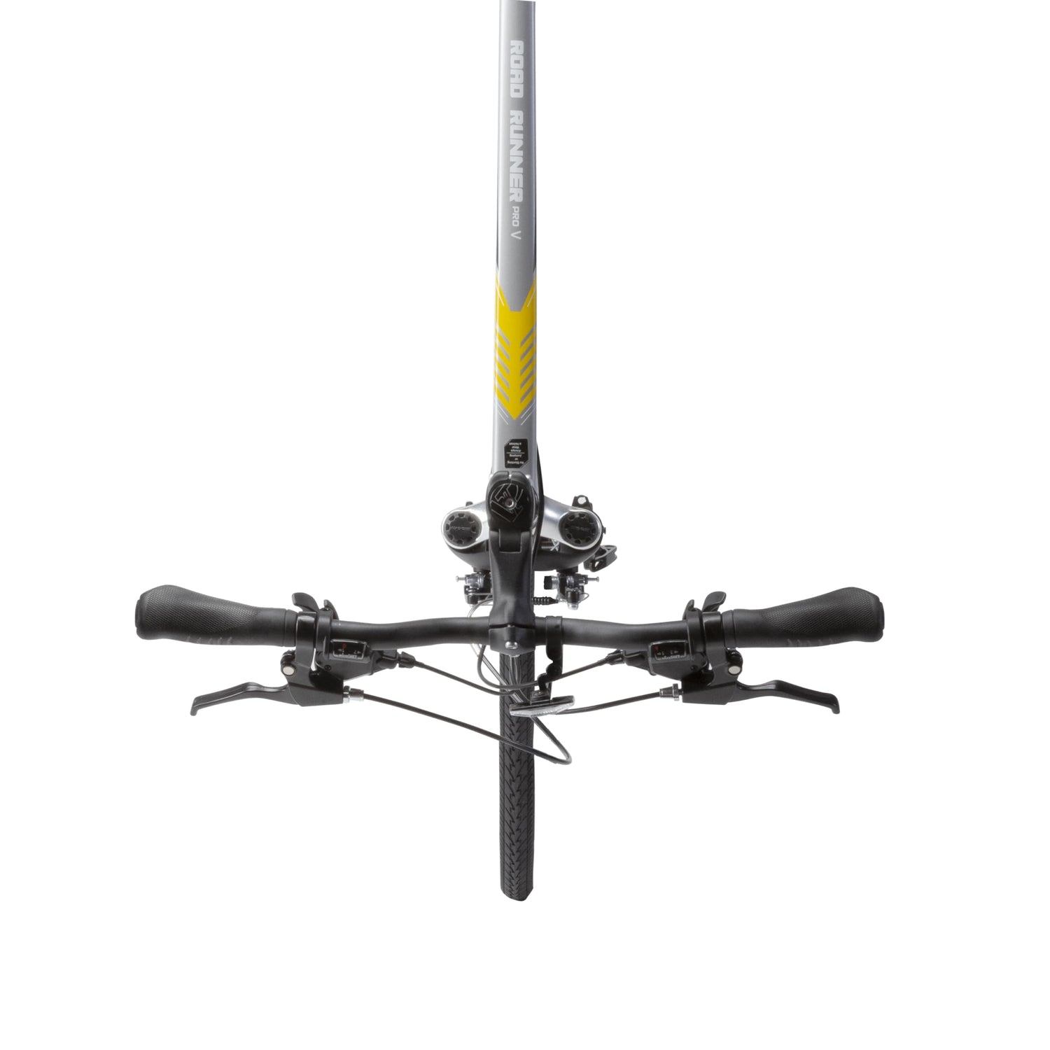 Top view of handlebar setup on FIREFOX Road Runner Pro V 700C, showing gear shifters and brake levers.
