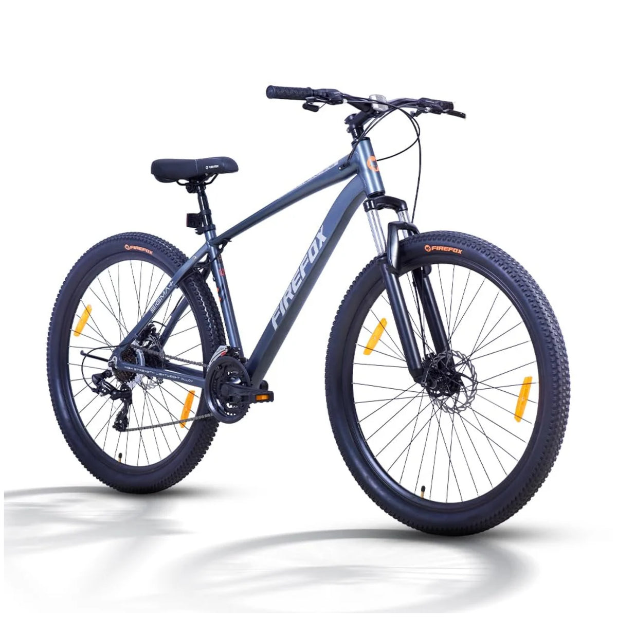 Firefox Sigma Plus 29T black blue 21 speed MTB bicycle with front suspension and disc brakes
