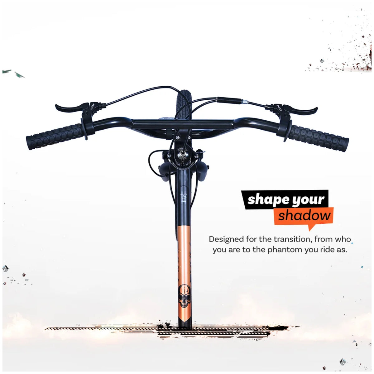 Firefox Skull BMX bicycle handlebar and front view